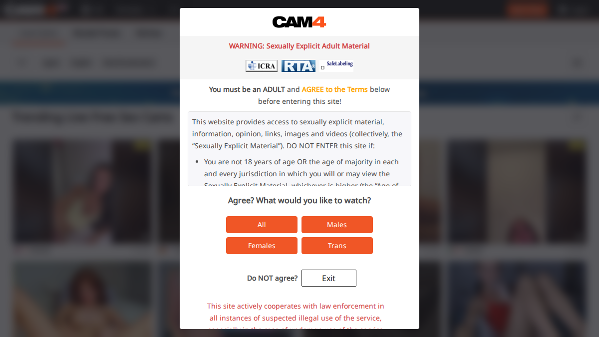 Cam4 · Náhled webu