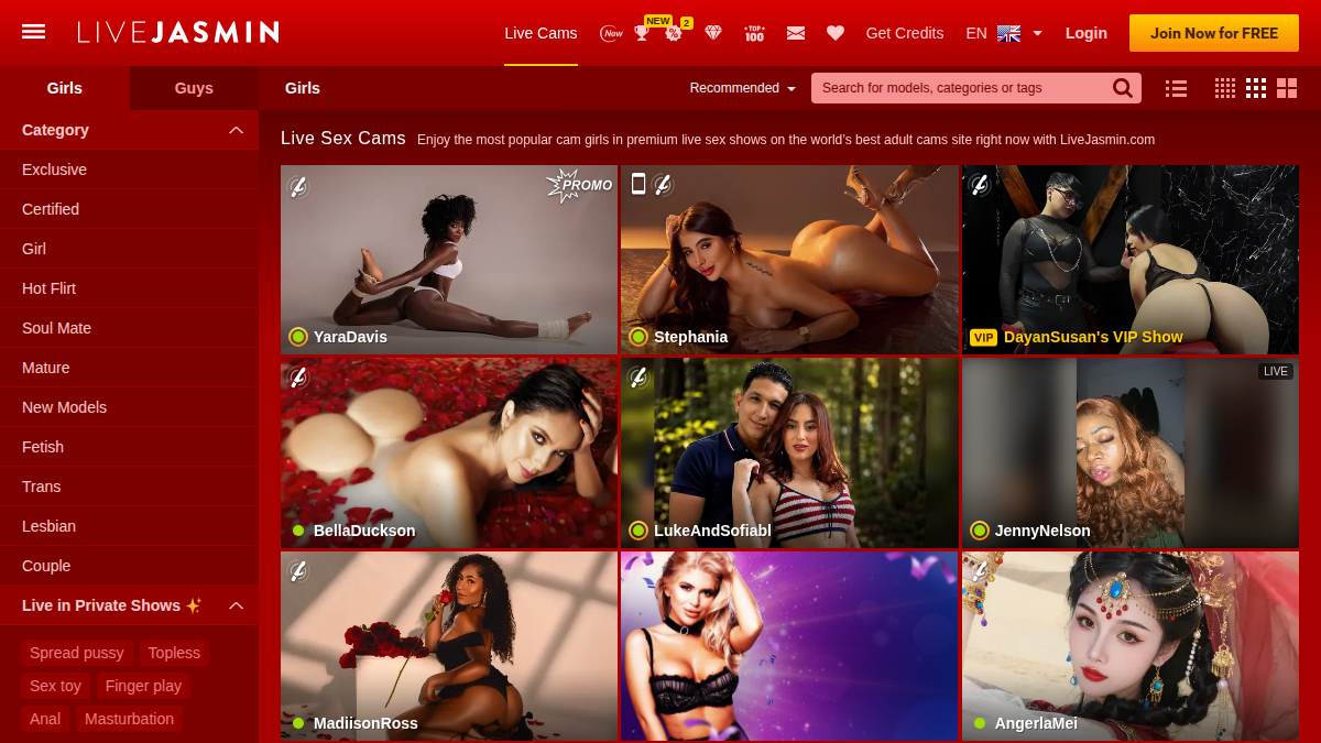 LiveJasmin · Náhled webu